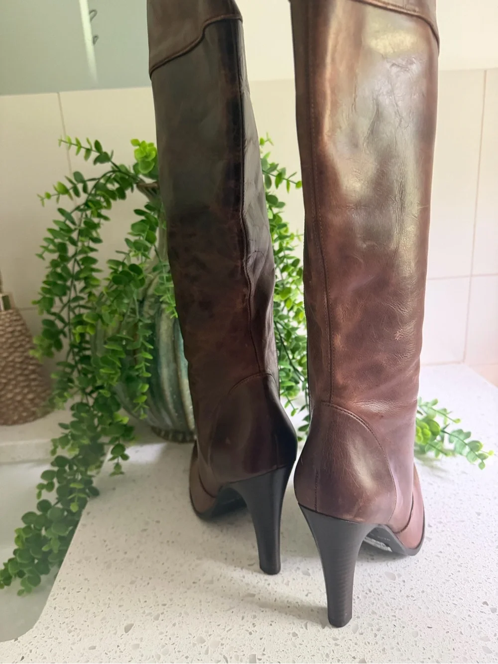 Classic Brown Leather Knee-High Women's Boots